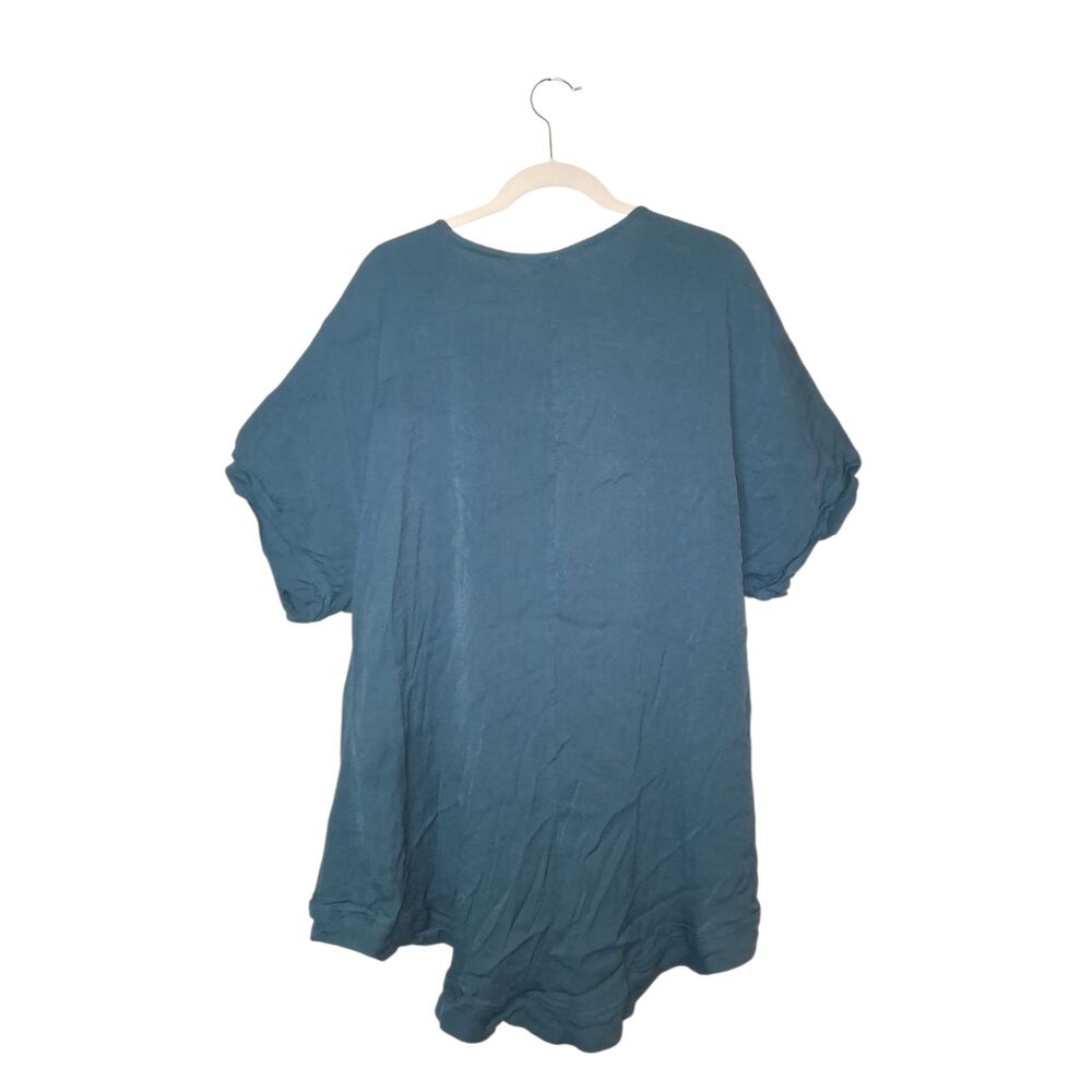 Refinity Womens XXL Teal Blue High Low Short Sleeve Tunic Top Relaxed Oversized - Picture 3 of 3